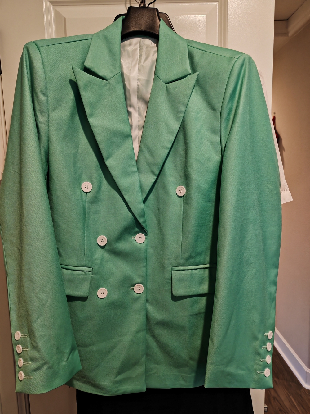 Mens Double-Breasted Mint Green Blazer with matching pants